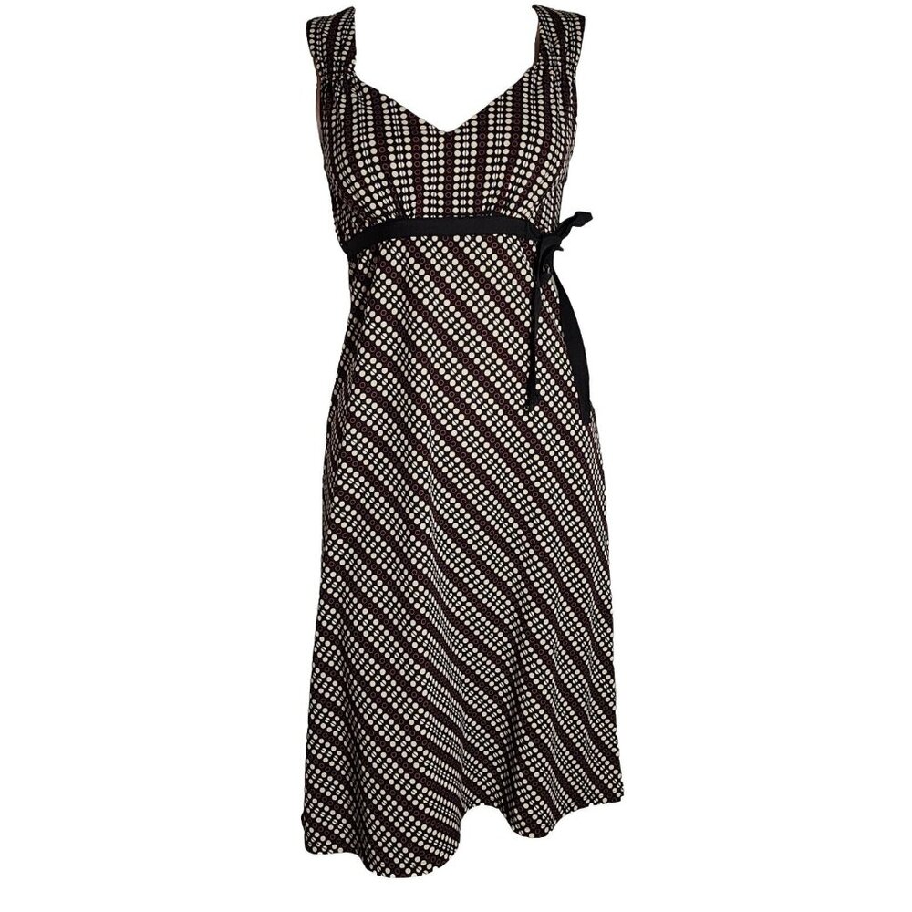 Ann Taylor Loft Dress Womens Size 2 Black Purple White Dots‎ Sleeveless V Neck